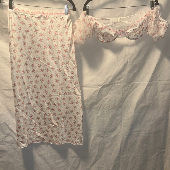 Victoria's Secret Dresses & Skirts - Victoria's Secret Pink Floral Bra and Skirt Set